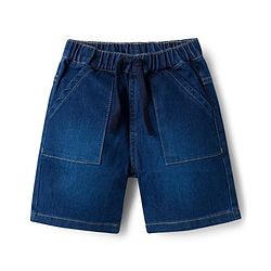Babyhug Single Jersey Knit Half Sleeves Polo T-Shirt & Denim Shorts Set with Sunshine Print & Stripes - Yellow & Blue