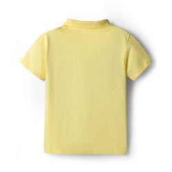 Babyhug Single Jersey Knit Half Sleeves Polo T-Shirt & Denim Shorts Set with Sunshine Print & Stripes - Yellow & Blue