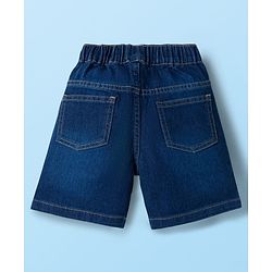 Babyhug Single Jersey Knit Sleeveless T-Shirt & Denim Shorts Set with Patch Detailing & Stripes - Blue & Green