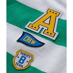 Babyhug Single Jersey Knit Sleeveless T-Shirt & Denim Shorts Set with Patch Detailing & Stripes - Blue & Green