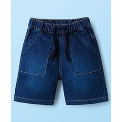 Babyhug Single Jersey Knit Sleeveless T-Shirt & Denim Shorts Set with Patch Detailing & Stripes - Blue & Green