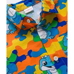 Babyhug Single Jersey Knit Half Sleeves Co-ords Shirt & Shorts Set with Dino Print - Multicolor
