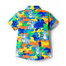 Babyhug Single Jersey Knit Half Sleeves Co-ords Shirt & Shorts Set with Dino Print - Multicolor