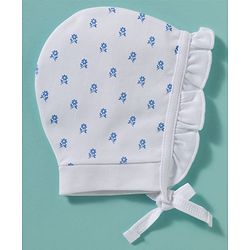 Babyhug 100% Cotton Knit Cap with Floral Print Pack of 2 White & Pink - Diameter 9 cm