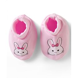 Babyhug 100% Cotton Knit Mittens & Booties With Bunny Print - Multicolor