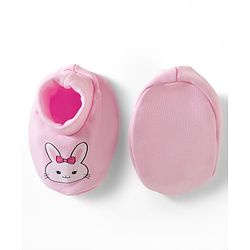 Babyhug 100% Cotton Knit Mittens & Booties With Bunny Print - Multicolor