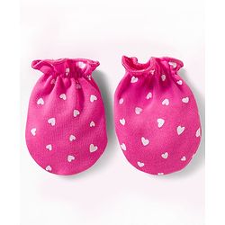 Babyhug 100% Cotton Mittens With Heart Print Pack of 3 - Multicolor