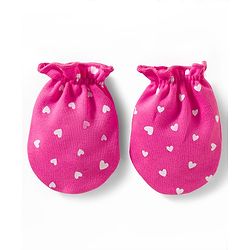 Babyhug 100% Cotton Mittens With Heart Print Pack of 3 - Multicolor