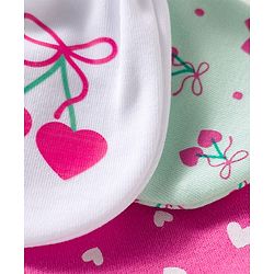 Babyhug 100% Cotton Mittens With Heart Print Pack of 3 - Multicolor