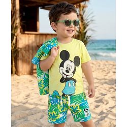 Babyhug Disney Single Jersey Knit Half Sleeves Shirt & Shorts Co-ord Set With T-Shirt & Mickey Mouse & Family Graphics - Multicolor