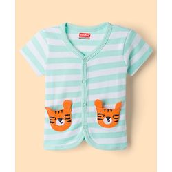 Babyhug 100% Cotton Interlock Knit Half Sleeves Antibacterial Striped Jhablas with Animal Applique Pack of 3 -Multicolor