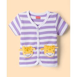 Babyhug 100% Cotton Interlock Knit Half Sleeves Antibacterial Striped Jhablas with Animal Applique Pack of 3 -Multicolor