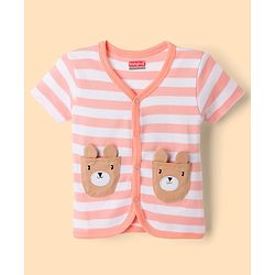 Babyhug 100% Cotton Interlock Knit Half Sleeves Antibacterial Striped Jhablas with Animal Applique Pack of 3 -Multicolor