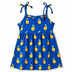 Babyhug 100% Cotton Single Jersey Knit Antibacterial Sleeveless Fit and Flare One Piece Frocks With Lemon Print Pack of 2 - Multicolor