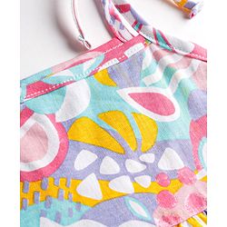 Babyhug 100% Cotton Woven One Piece Dresses/Frocks with Shoulder Straps Multi Color 12-18 Months