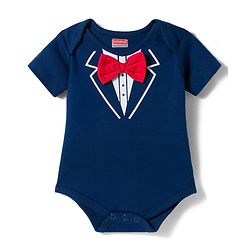 Babyhug 100% Cotton Knit Half Sleeves Onesies with Bow Applique - Navy Blue