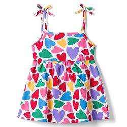 Babyhug Single Jersey Knit Sleeveless Frocks with Heart Print & Bow Applique Pack of 2 - Multicolor