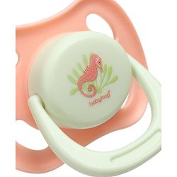 Babyhug Whale & Sea Horse Print Orthodontic Pacifier Pack of 2| 0+ Months| Protective Hygienic Cap| Breathable Airflow Vents| Orthodontic Silicone Teat| Food-Grade Silicone| BPA Free | Baby Safe