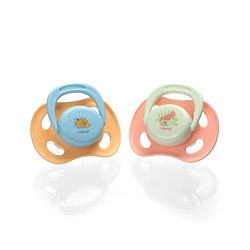 Babyhug Seahorse Print Orthodontic Pacifier Pack of 2| 3+ Months| Protective Hygienic Cap| Breathable Airflow Vents | Orthodontic Silicone Teat | Food-Grade Silicone | BPA Free | Baby Safe