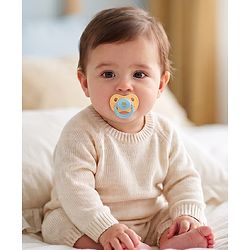 Babyhug Seahorse Print Orthodontic Pacifier Pack of 2| 3+ Months| Protective Hygienic Cap| Breathable Airflow Vents | Orthodontic Silicone Teat | Food-Grade Silicone | BPA Free | Baby Safe