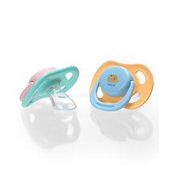 Babyhug Seahorse Print Orthodontic Pacifier Pack of 2| 3+ Months| Protective Hygienic Cap| Breathable Airflow Vents | Orthodontic Silicone Teat | Food-Grade Silicone | BPA Free | Baby Safe