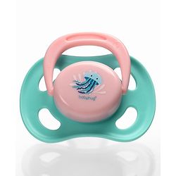 Babyhug Seahorse Print Orthodontic Pacifier Pack of 2| 3+ Months| Protective Hygienic Cap| Breathable Airflow Vents | Orthodontic Silicone Teat | Food-Grade Silicone | BPA Free | Baby Safe