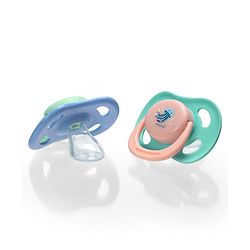 Babyhug Seahorse Print Orthodontic Pacifier Pack of 2| 3+ Months| Protective Hygienic Cap| Breathable Airflow Vents | Orthodontic Silicone Teat | Food-Grade Silicone | BPA Free | Baby Safe