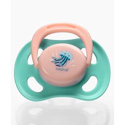Babyhug Seahorse Print Orthodontic Pacifier Pack of 2| 3+ Months| Protective Hygienic Cap| Breathable Airflow Vents | Orthodontic Silicone Teat | Food-Grade Silicone | BPA Free | Baby Safe