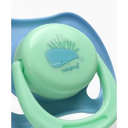 Babyhug Seahorse Print Orthodontic Pacifier Pack of 2| 3+ Months| Protective Hygienic Cap| Breathable Airflow Vents | Orthodontic Silicone Teat | Food-Grade Silicone | BPA Free | Baby Safe