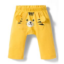Babyhug 100% Cotton Interlock Knit Half Sleeves Onesie With Leggings & Cap & Lion Print With Applique - Multicolor
