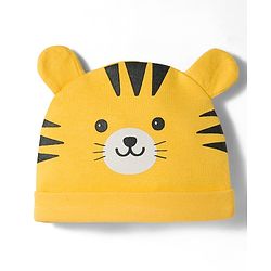 Babyhug 100% Cotton Interlock Knit Half Sleeves Onesie With Leggings & Cap & Lion Print With Applique - Multicolor