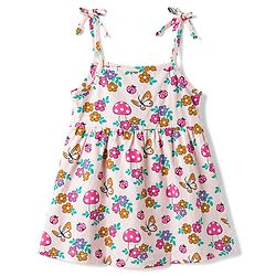 Babyhug 100% Cotton Knit Sleeveless Floral & Butterfly Printed Frocks With Bow Applique Pack Of 2 - Multicolor