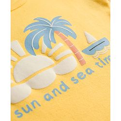 Babyhug 100% Cotton Knit Half Sleeves Onesie with Diaper Leggings & Beach Theme Print - Yellow & Light Blue
