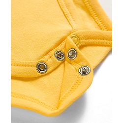 Babyhug 100% Cotton Knit Half Sleeves Onesie with Diaper Leggings & Beach Theme Print - Yellow & Light Blue
