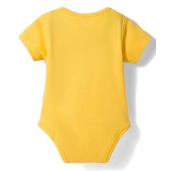 Babyhug 100% Cotton Knit Half Sleeves Onesie with Diaper Leggings & Beach Theme Print - Yellow & Light Blue
