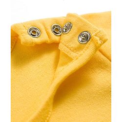 Babyhug 100% Cotton Knit Half Sleeves Onesie with Diaper Leggings & Beach Theme Print - Yellow & Light Blue