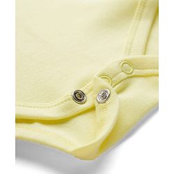 Babyhug 100% Cotton Knit Half Sleeves Text Printed Onesies - Yellow