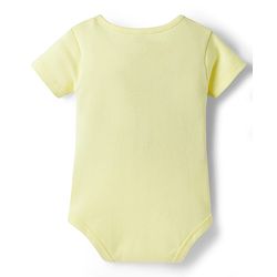 Babyhug 100% Cotton Knit Half Sleeves Text Printed Onesies - Yellow