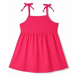 Babyhug 100% Cotton Single Jersey Knit Sleeveless Solid & Polka Dots Printed Frocks with Bow Applique Pack of 2 - Red
