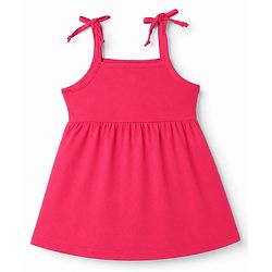 Babyhug 100% Cotton Single Jersey Knit Sleeveless Solid & Polka Dots Printed Frocks with Bow Applique Pack of 2 - Red