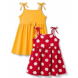 Babyhug Cotton Knit One Piece Dresses/Frocks with Shoulder Straps All Over Floral Prints Multi Color Newborn