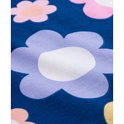 Babyhug Cotton Knit Half Sleeves Nighty with Floral Print - Navy Blue