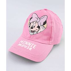 Babyhug Disney Cotton Woven Cap With Mickey Mouse Graphics Pink - Diameter 20 cm