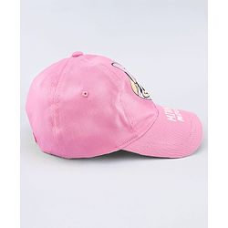 Babyhug Disney Cotton Woven Cap With Mickey Mouse Graphics Pink - Diameter 20 cm