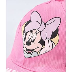 Babyhug Disney Cotton Woven Cap With Mickey Mouse Graphics Pink - Diameter 20 cm
