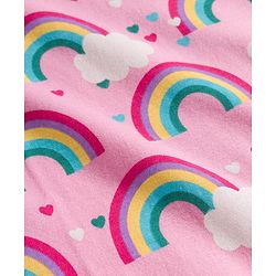 Babyhug Cotton Knit Half Sleeves Nighty with Rainbow Print - Pink