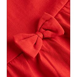 Babyhug 100% Cotton Single Jersey Knit Sleeveless Solid & Polka Dots Printed Frocks with Bow Applique Pack of 2 - Red & Navy