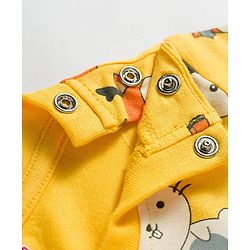 Babyhug Cotton Knit Full Sleeves Co-ords T-Shirt & Pajama Night Suit with Animal Print - Yellow