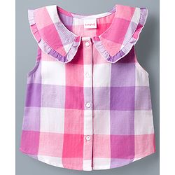 Babyhug Cotton Woven Sleeveless Checks Top - Multicolor