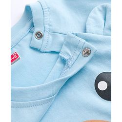 Babyhug Cotton Knit Full Sleeves T-Shirt & Pyjama Night Suit With Teddy Bear & Rainbow Print - Blue